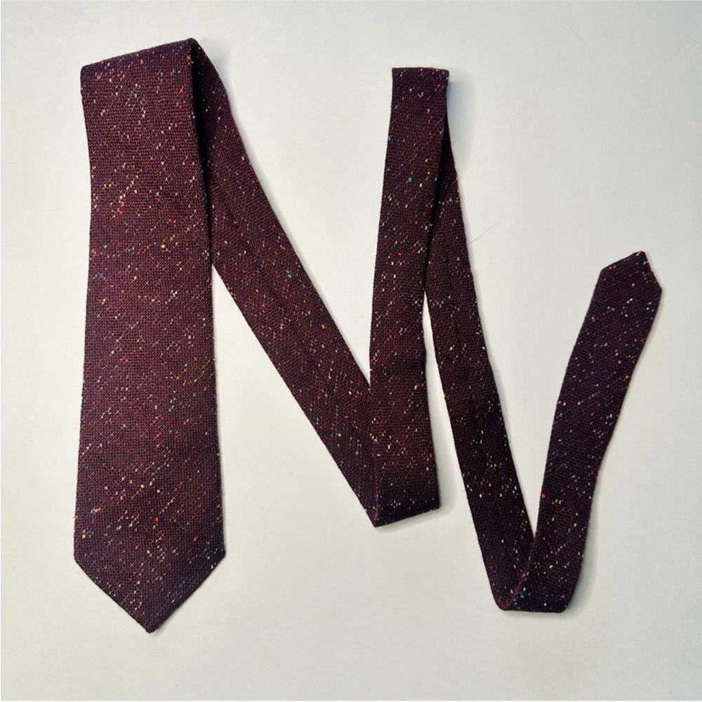 Vintage 100% Scottish Wool RHODE ROYCE Knitted Flecked Maroon/Brown Classic Tie - Picture 6 of 6